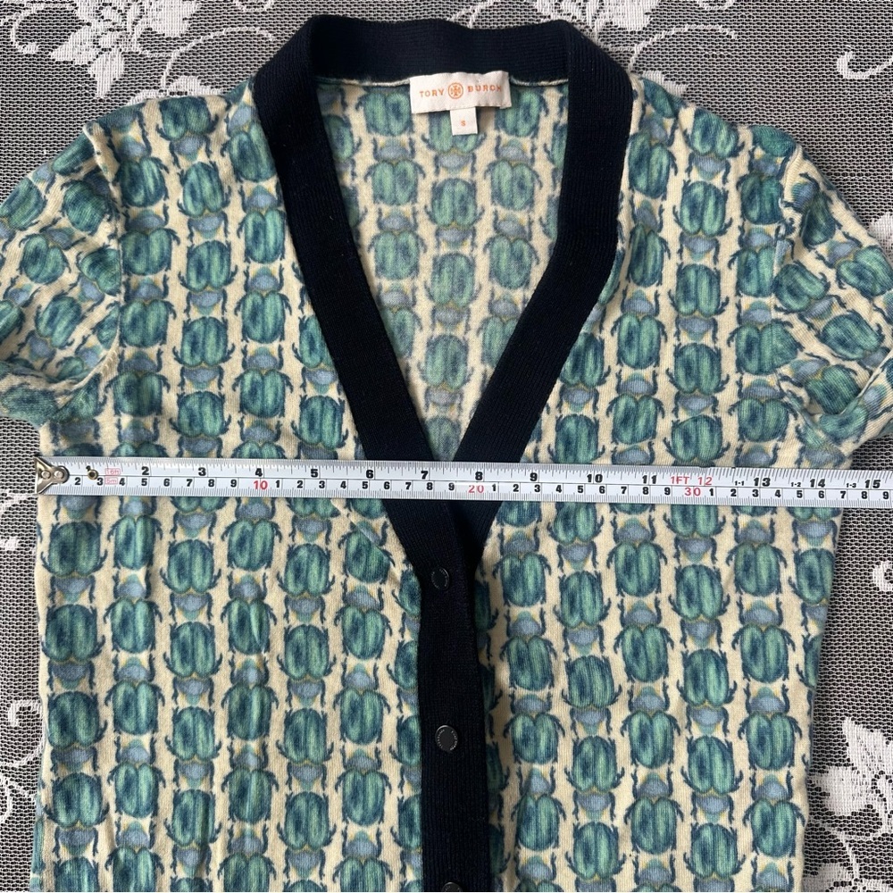 Tory Burch Beetle Scarab Bugs Merino Wool Cardigan Sz Small - Picture 6 of 13
